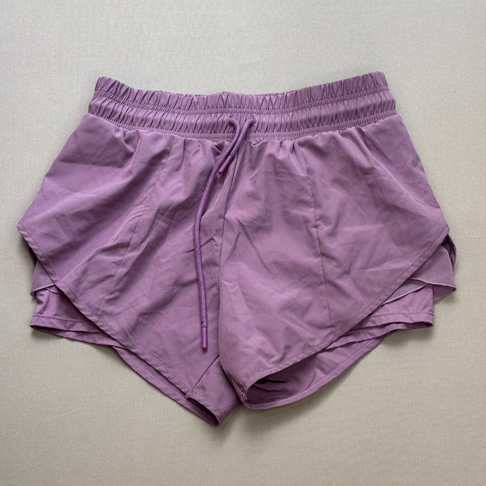 Angel Womens Purple Athletic Running Shorts Double Layer XL Mauve Gym Workout